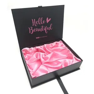 Custom Magnetic Closure Wig Hair Gift Boxes Matt Black Luxury Flap Lid Packaging Large Cardboard Magnetic Gift Box