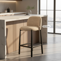 Tabouret de bar moderne de luxe nordique en tissu, avec dossier rembourré confortable, pour îlot de cuisine ou comptoir de restaurant