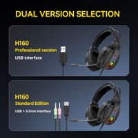 Headset Gaming Kabel T-WOLF H160 dengan Lampu LED, Peredam Kebisingan Aktif, Tahan Air, untuk PC & Desktop