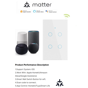 مفتاح إضاءة ذكي يعمل بتقنية Matter عبر WiFi بتصميم عصري فاخر مع 1/2/<span class=keywords><strong>3</strong></span>/4 أزرار تعمل باللمس وتيار 10 أمبير مع تحكم عبر تطبيق Smart Life - Product Image 2
