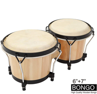 Gelsonlab HS-4BS Bongo Drum Set, 2 Sets Percussion Instrument, FSC Wood and Metal Drum for Kids Adults Beginners