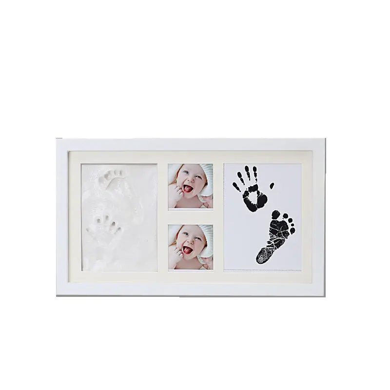 12 ay bebek el izi seti ve ayak izi fotoğraf çerçevesi inkpadler fotoğraf çerçevesi/temiz dokunmatik bebek hediye kutusu ahşap dikdörtgen MDF CN;ZHE