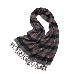Bufanda de lana de oveja con diseño tartán y logotipo personalizado, detalles de borlas a cuadros, chal largo de invierno - Product Image 6