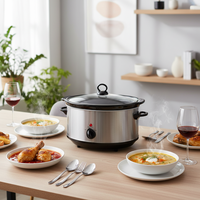 Mijoteuses Électriques Domestiques 3.5L 4.5L 6L 8L avec Couvercle en Verre Trempé Automatique 240W 320W en Acier Inoxydable