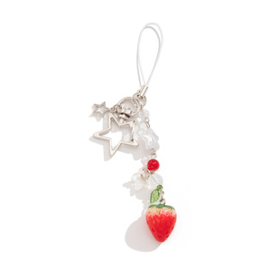 Porte-clés mousqueton, breloque de sac et chaîne de téléphone portable en PVC, style Y2K esthétique anime, motifs nœud, fleur, cœur, fraise, tulipe, pour décoration - Product Image 6
