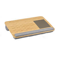 Support portable pour ordinateur portable en bambou respirant et doux, inclinable, avec coussin de poignet confortable et tapis de souris intégré