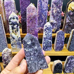 Wholesale High Quality Crystals Crafts Unique Purple Fluorite Tower Healing Stone For Gift