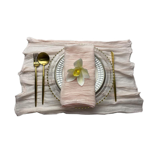 Serviette en tissu de lin de mariage élégant brodé à la main Style moderne 100% couleurs unies durables décor de table mode en gros - Product Image 1