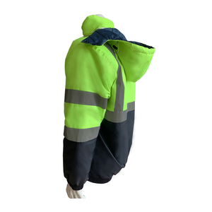 Ansi lớp 3 màu xanh lá cây hải quân hi-vis mùa đông máy bay ném bom an toàn Áo Khoác Băng phản chiếu cao 150D oxford không thấm nước xây dựng tùy chỉnh - Product Image 5