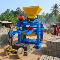 Machine automatique de fabrication de blocs de béton QTJ4-35, équipement de pavé autobloquant, moteur et boîte de vitesses, marque YOUJU, petite usine de briques