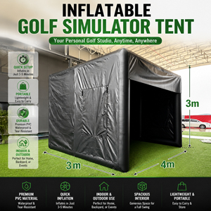 Tente de simulation de golf gonflable portable avec rideau <span class=keywords><strong>pour</strong></span> entraînement au swing, compatible avec la projection (projecteur non inclus) - Product Image 2