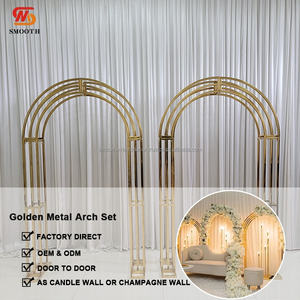LISSE meilleur vendeur toile de fond mariage or toile de fond arc en acier inoxydable rond or métal arc décoration - Product Image 2