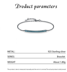 Bracelet chaîne minimaliste en argent S925 plaqué rhodium noir avec sertissage en turquoise pour femme, à porter au quotidien - Product Image 2