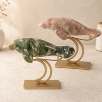 Vente en gros de sculptures de manatés en cristal naturel de 15 cm, diverses pierres précieuses, sculptures d'animaux marins pour la décoration et les cadeaux
