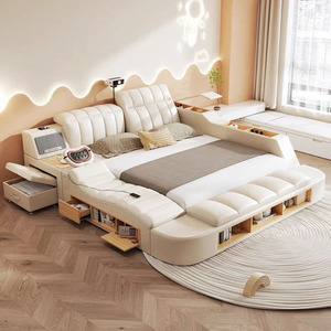 Lit multifonctionnel de luxe intelligent rembourré, mobilier de chambre à coucher, lits intelligents GRW-ZNC4709, lits rembourrés, lits S - Product Image 1
