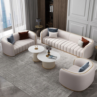 Ensemble de canapé velours et acier inoxydable, meubles de salon, de luxe et élégant, Style américain, 1 pièce
