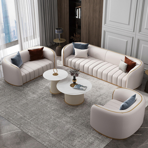 Luxury Elegant Design Stainless Steel Living Room Velvet White American Style Sofa Set <strong>Furniture</strong> - Product Image 3