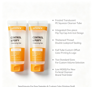 <span class=keywords><strong>Tube</strong></span> souple PE pour nettoyant, impression personnalisée, bouchon à clapet orange intégré, double taille, pour lavage du visage, lotion corporelle, emballage cosmétique OEM - Product Image 3
