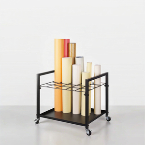 Huasheng 20 Slots Roll File Holder Metal Blueprint Iron <b>Storage</b> Rack <b>Cart</b> Standing Type Non-Folding Single Tier Multifunction - Product Image 3