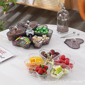 Rotating Fruit Plate 4-7 Compartments With Lid Irregular Shape Standing Type Food Container <b>Storage</b> <b>Tray</b> - Product Image 1