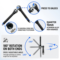 Soporte de Brazo Mágico Giratorio de Aluminio de Alta Resistencia, 180°, Carga de 2 kg, Rosca de 1/4, para Monitor de Campo, Luz LED, Cámara de Acción
