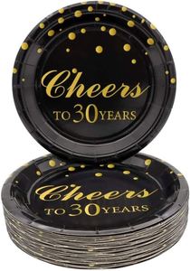 Modern 9-Inch Black Gold Foil Disposable Paper <b>Plate</b> Cheers to 30 Years 30th Birthday Anniversary Party Supplies - Product Image 5