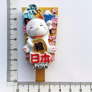 Aimant de réfrigérateur WeiVista <span class=keywords><strong>en</strong></span> résine Japan Lucky Cat avec motif <span class=keywords><strong>fleur</strong></span> de <span class=keywords><strong>cerisier</strong></span> et <span class=keywords><strong>mont</strong></span> <span class=keywords><strong>Fuji</strong></span> pour fournisseur de souvenirs de voyage - Product Image 2