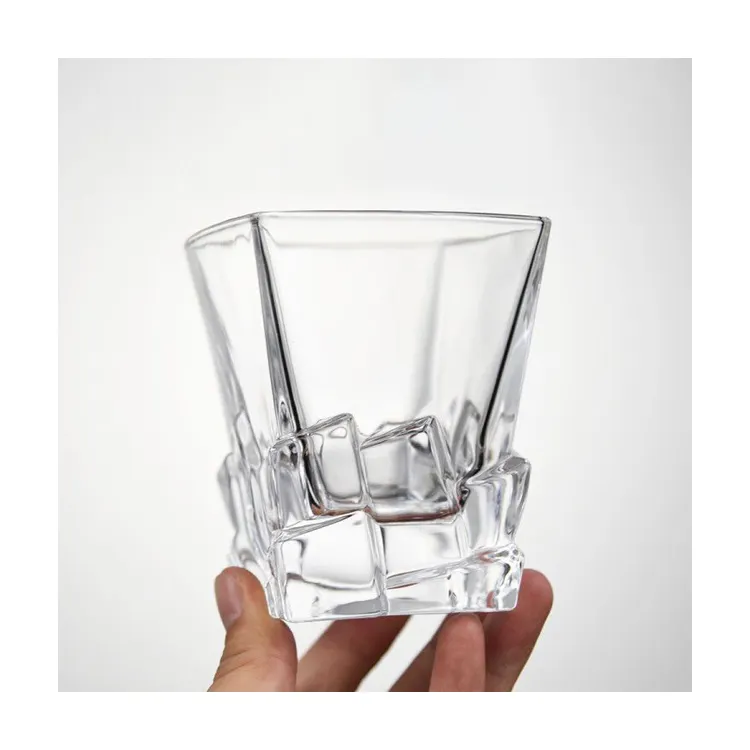 Direct deal Made China Glass Whiskey Cups Thick Bottom Whiskey Glass Square Base Whiskey Glass Product