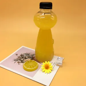 500ml 16oz özel soğuk pres meyve suyu şişesi boş çevre dostu plastik içme şişesi için Boba içecekleri