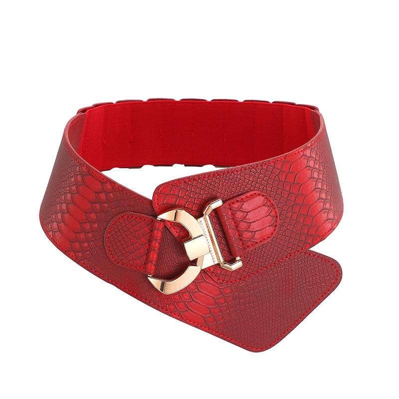 Европейский и американский диагональный эластичный ультра широкий пояс со змеиным крокодиловым узором юбка платье с запахом на талии