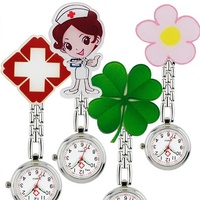 Montre infirmière à motif dessin animé en acrylique rigide, montre de poche mignonne à motif animal de dessin animé, mouvement à quartz, vente en gros