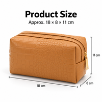 Sac de maquillage personnalisé en gros avec logo, aspect cuir gaufré crocodile, trousse de toilette de voyage à fermeture éclair pour femmes