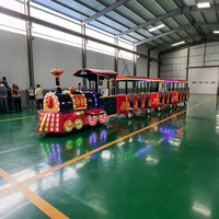 Train électrique rétro touristique mini, 27/40 places, alimenté par batterie, en fibre de verre, certifié CE, attrayant pour centres commerciaux et parcs d'attractions