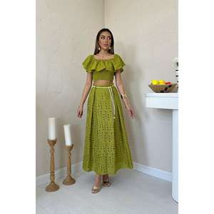 Ensemble 2 pièces style club pour femme, vert pistache, chemisier Gipel et jupe au-dessus du genou, vente en gros pour l'été - Product Image 5