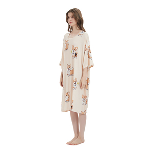 Comoda <span class=keywords><strong>Camicia</strong></span> da <span class=keywords><strong>Notte</strong></span> Personalizzata per Donna, Vestito da <span class=keywords><strong>Notte</strong></span> in Modal Plus Size con Maniche Corte e Tasche, Morbida <span class=keywords><strong>Camicia</strong></span> da <span class=keywords><strong>Notte</strong></span> in Maglia - Product Image 2