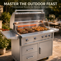 Barbecue autonome de luxe haute performance avec fenêtre panoramique et roues robustes