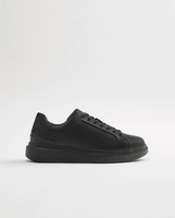 Mychonly Original Custom Made Low Cut PU Leather Casual Sneakers Mens Thick Rubber Sole Fashion Black Shoes