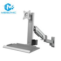 Support d'écran Meisonic T8-GA02KB-W 32 pouces, rotation à 360°, construction en alliage d'aluminium, support mural Ergotron pour ordinateur