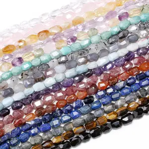 Großhandel Zylinder facettierte echte Stein perlen AAA Qualität Heilung Quarz Achat Kristall Edelstein Perlen für DIY Schmuck herstellung