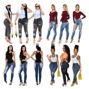 Jeans Elasticizzati da Donna a <span class=keywords><strong>Vita</strong></span> Alta con Strappi, <span class=keywords><strong>Moda</strong></span> a Basso Prezzo, Liquidazione Mista all'Ingrosso - Product Image 3