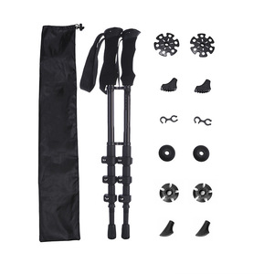 Bâtons de randonnée Team Jaunty, lot de 2, bâtons de randonnée portables à quatre sections avec accessoires, ensemble de cannes de marche pour l'extérieur - Product Image 1