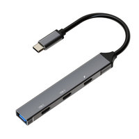 Adaptador Hub USB C 4 en 1 OTG con Carga Rápida PD de 60W, Estación Tipo C con USB 3.0 de 5Gbps y 2 Puertos de Datos Tipo C para Teléfono, Tableta y Portátil