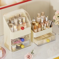 Glänzende Kunststoff-Kosmetikbox mit Großer Kapazität, Staubdicht, mit Schublade für Schminktisch, zur Aufbewahrung von Kosmetik und Lippenstiften