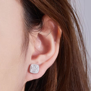 Lüks rodyum kaplama ince laboratuvar yetiştirilen elmas küpe VVS Moissanite özel kadınlar S925 gümüş saplama küpe - Product Image 3