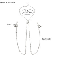 Chaîne de téton sexy à pendentif fleur, non-percée, anneaux de téton réglables, chaînes de corps, collier ras-du-cou en caoutchouc, fausses bagues de téton pour femmes