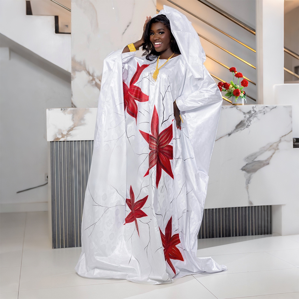 White Dashiki Dress - Elegant African Maxi for Women
