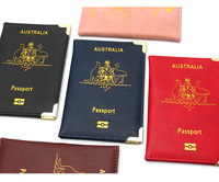 Couverture de passeport australien Porte-passeport australien en cuir PU avec coin en métal doré pour les portefeuilles de voyage peut Logo personnalisé