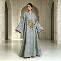 Robe Abaya de luxe légère en coton brodée de sequins et de cordes, à manches longues, longueur ras du sol, pour mariage et soirée, style Moyen-Orient, Dubaï, pour femme musulmane