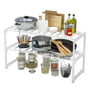 Étagère <span class=keywords><strong>de</strong></span> <span class=keywords><strong>rangement</strong></span> multifonctionnelle extensible à 2 niveaux pour la <span class=keywords><strong>cuisine</strong></span> et la salle <span class=keywords><strong>de</strong></span> bain, <span class=keywords><strong>sous</strong></span> l'évier, vente en gros - Product Image 6