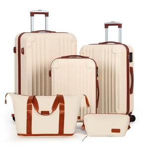 Ensemble de 5 valises de voyage à motif diamant avec sac extensible, <span class=keywords><strong>valise</strong></span> légère pour étudiants et voyageurs d'affaires - Product Image 3